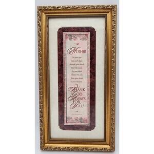 Ornate Gold Framed “Mother” Poem – 17" x 9.25" w/ 1 Thessalonians 1:2 Scripture